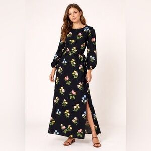 NWOT Reformation Black Floral Maxi Dress